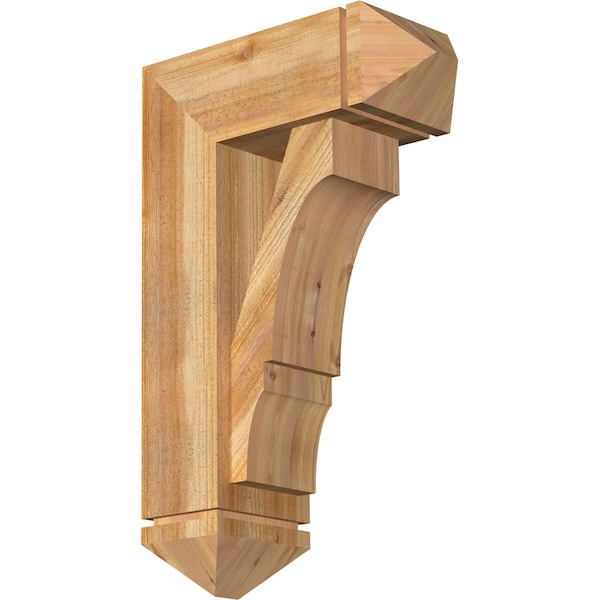 Ekena Millwork Balboa Arts and Crafts Rough Sawn Bracket w/ Offset Brace, Western Red Cedar, 8"W x 20"D x 32"H BKT0806X20X32BOA03RWR - main